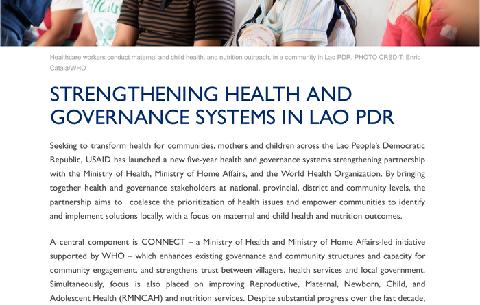 Strengthening Health Systems and Governance Lao PDR - Lao People's Democratic Republic (the)