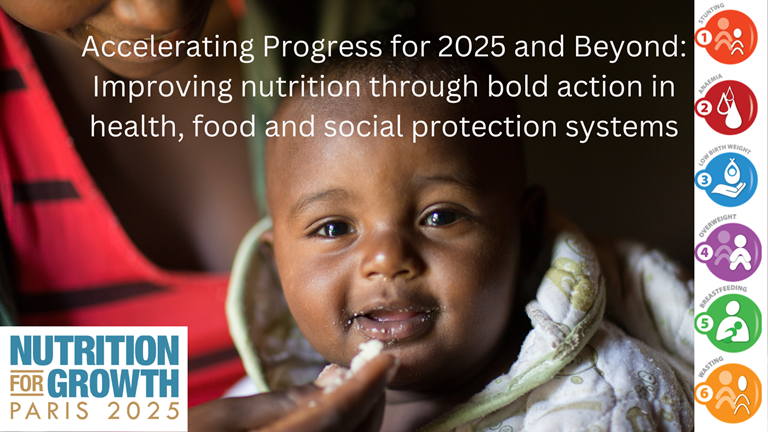 Webinar flyer - Accelerating Development for 2025 and Beyond: Improving nutrition through bold action in health, food and social security.